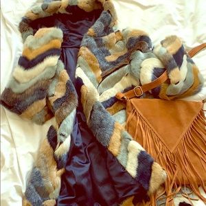 COPY - Super deluxe faux fur chevron multicolor c…